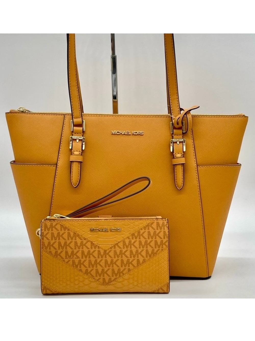 Michael Kors Large Charlotte Tote Bag & Double Zip Wallet Wristlet